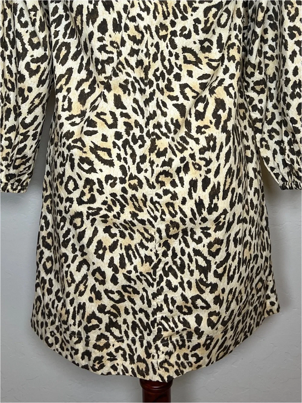 J.CREW Women’s Size XXS Leopard Print Cotton Ruffleneck Puff-Sleeve Shift Dress